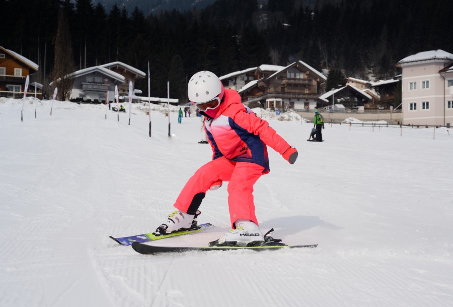 Girl learning to ski