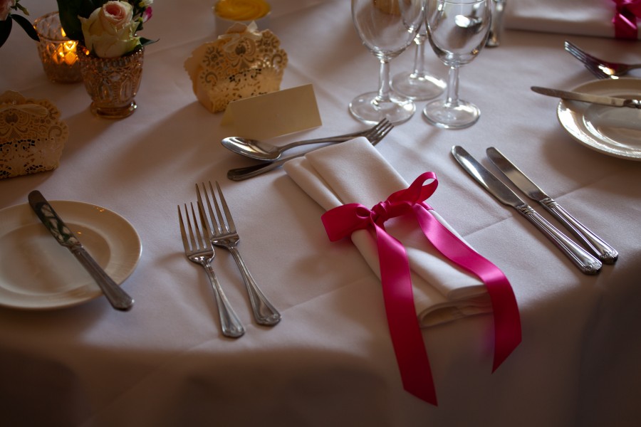 napkin with pink ribbon